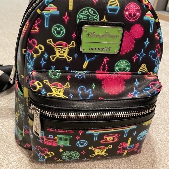 Loungefly Bags Rare Disney Parks Neon Loungefly Backpack Poshmark